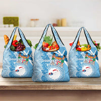 Fiji Day Grocery Bag Fijian Map Hibiscus Tapa Pattern LT01 3-pack One Size Blue - Polynesian Pride