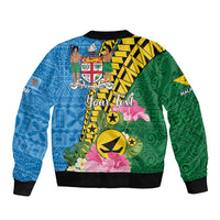 Personalised Malampa Fiji Day Bomber Jacket Tropical Tapa Pattern