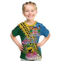 Personalised Malampa Fiji Day Kid T Shirt Tropical Tapa Pattern