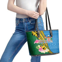Malampa Fiji Day Leather Tote Bag Tropical Tapa Pattern LT01 - Polynesian Pride