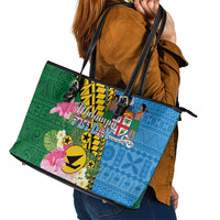 Malampa Fiji Day Leather Tote Bag Tropical Tapa Pattern LT01 - Polynesian Pride