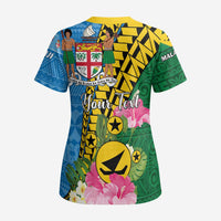 Personalised Malampa Fiji Day Scrub Top Tropical Tapa Pattern - Polynesian Pride