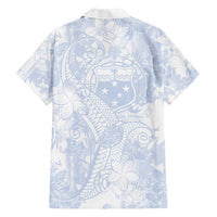 Samoa White Sunday Family Matching Long Sleeve Bodycon Dress and Hawaiian Shirt Plumeria Floral