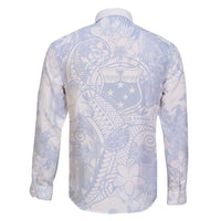 Samoa White Sunday Family Matching Long Sleeve Bodycon Dress and Hawaiian Shirt Plumeria Floral