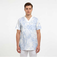 Samoa White Sunday Scrub Top Plumeria Floral - Polynesian Pride