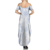Samoa White Sunday Summer Maxi Dress Plumeria Floral