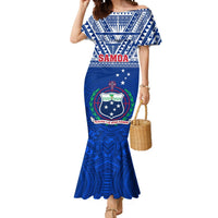 Custom Samoa Rugby Mermaid Dress Manu Samoa Polynesian Tatoo Pattern LT01 Women Blue - Polynesian Pride