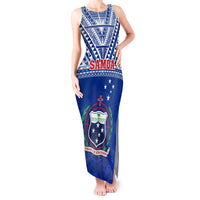 Custom Samoa Rugby Tank Maxi Dress Manu Samoa Polynesian Tatoo Pattern LT01 Women Blue - Polynesian Pride
