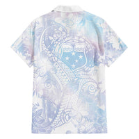 Samoa White Sunday Family Matching Long Sleeve Bodycon Dress and Hawaiian Shirt Sweet Pastel Plumeria Floral LT01 - Polynesian Pride