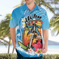 Personalized Aloha Hawaii Skeleton Surfing Hawaiian Shirt Tribal Shark Plumeria