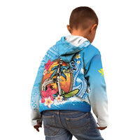 Personalized Aloha Hawaii Skeleton Surfing Kid Hoodie Tribal Shark Plumeria