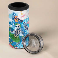 Personalized Hawaii Hula Girl Skeleton Dancing 4 in 1 Can Cooler Tumbler Hibiscus Tribal Shark