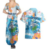 Personalized Hawaii Hula Girl Skeleton Dancing Couples Matching Summer Maxi Dress and Hawaiian Shirt Hibiscus Tribal Shark
