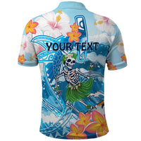 Personalized Hawaii Hula Girl Skeleton Dancing Polo Shirt Hibiscus Tribal Shark
