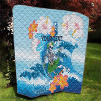 Personalized Hawaii Hula Girl Skeleton Dancing Quilt Hibiscus Tribal Shark