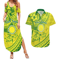 Kia Orana Cook Islands Couples Matching Summer Maxi Dress and Hawaiian Shirt Turtle Yellow Green Polynesian Pattern LT01 Green - Polynesian Pride