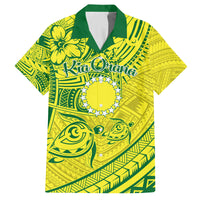 Kia Orana Cook Islands Family Matching Tank Maxi Dress and Hawaiian Shirt Turtle Yellow Green Polynesian Pattern LT01 Dad's Shirt - Short Sleeve Green - Polynesian Pride