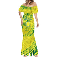 Kia Orana Cook Islands Mermaid Dress Turtle Yellow Green Polynesian Pattern LT01 - Polynesian Pride