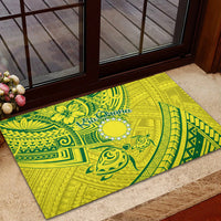 Kia Orana Cook Islands Rubber Doormat Turtle Yellow Green Polynesian Pattern LT01 - Polynesian Pride