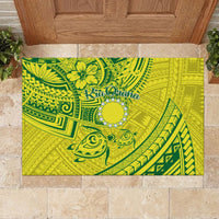 Kia Orana Cook Islands Rubber Doormat Turtle Yellow Green Polynesian Pattern LT01 - Polynesian Pride
