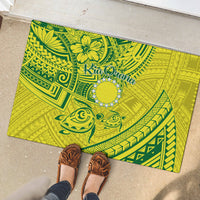 Kia Orana Cook Islands Rubber Doormat Turtle Yellow Green Polynesian Pattern LT01 - Polynesian Pride