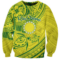 Kia Orana Cook Islands Sweatshirt Turtle Yellow Green Polynesian Pattern LT01 Unisex Green - Polynesian Pride