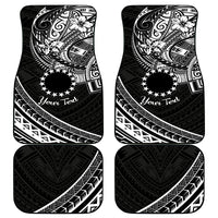 Kia Orana Cook Islands Car Mats Circle Stars With Floral White Pattern LT01 Black - Polynesian Pride