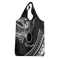 Kia Orana Cook Islands Grocery Bag Circle Stars With Floral White Pattern