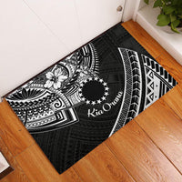 Kia Orana Cook Islands Rubber Doormat Circle Stars With Floral White Pattern LT01 Black - Polynesian Pride
