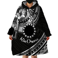 Kia Orana Cook Islands Wearable Blanket Hoodie Circle Stars With Floral White Pattern LT01 - Polynesian Pride