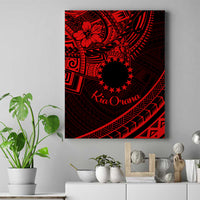 Kia Orana Cook Islands Canvas Wall Art Circle Stars With Floral Red Pattern LT01 Red - Polynesian Pride