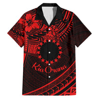 Kia Orana Cook Islands Family Matching Mermaid Dress and Hawaiian Shirt Circle Stars With Floral Red Pattern LT01 Dad's Shirt - Short Sleeve Red - Polynesian Pride