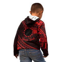 Kia Orana Cook Islands Kid Hoodie Circle Stars With Floral Red Pattern LT01 - Polynesian Pride