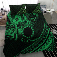Kia Orana Cook Islands Bedding Set Circle Stars With Floral Green Pattern LT01
