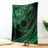 Kia Orana Cook Islands Blanket Circle Stars With Floral Green Pattern LT01