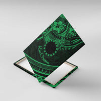 Kia Orana Cook Islands Canvas Wall Art Circle Stars With Floral Green Pattern LT01