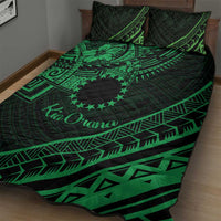 Kia Orana Cook Islands Quilt Bed Set Circle Stars With Floral Green Pattern LT01