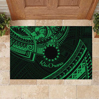 Kia Orana Cook Islands Rubber Doormat Circle Stars With Floral Green Pattern LT01