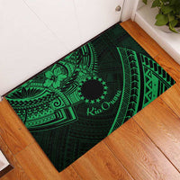 Kia Orana Cook Islands Rubber Doormat Circle Stars With Floral Green Pattern LT01