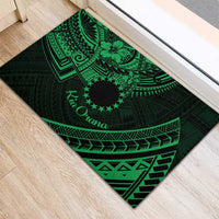 Kia Orana Cook Islands Rubber Doormat Circle Stars With Floral Green Pattern LT01