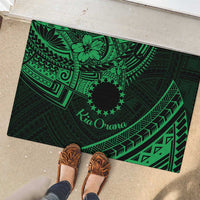 Kia Orana Cook Islands Rubber Doormat Circle Stars With Floral Green Pattern LT01