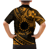 Kia Orana Cook Islands Family Matching Mermaid Dress and Hawaiian Shirt Circle Stars With Floral Gold Pattern LT01 - Polynesian Pride