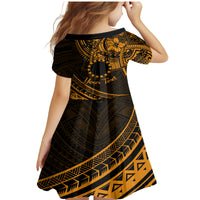 Kia Orana Cook Islands Family Matching Mermaid Dress and Hawaiian Shirt Circle Stars With Floral Gold Pattern LT01 - Polynesian Pride