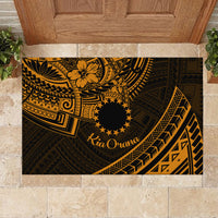 Kia Orana Cook Islands Rubber Doormat Circle Stars With Floral Gold Pattern LT01 - Polynesian Pride
