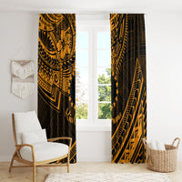 Kia Orana Cook Islands Window Curtain Circle Stars With Floral Gold Pattern LT01 - Polynesian Pride