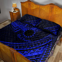 Kia Orana Cook Islands Quilt Bed Set Circle Stars With Floral Navy Blue Pattern LT01 - Polynesian Pride