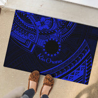 Kia Orana Cook Islands Rubber Doormat Circle Stars With Floral Navy Blue Pattern LT01 - Polynesian Pride