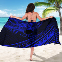 Kia Orana Cook Islands Sarong Circle Stars With Floral Navy Blue Pattern LT01 - Polynesian Pride
