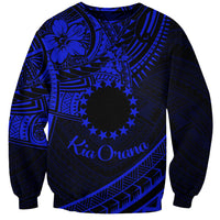 Kia Orana Cook Islands Sweatshirt Circle Stars With Floral Navy Blue Pattern LT01 Unisex Blue - Polynesian Pride