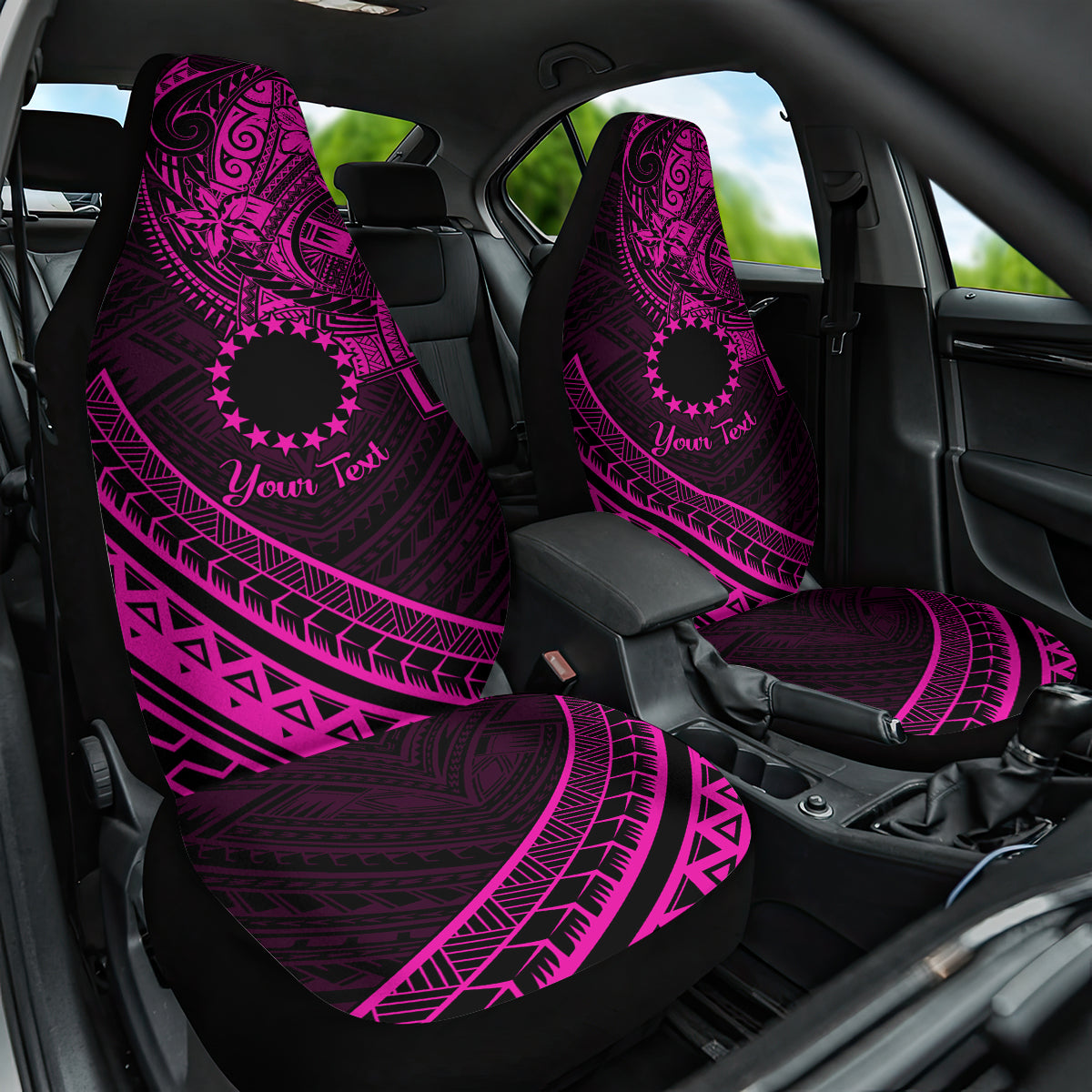 Kia Orana Cook Islands Car Seat Cover Circle Stars With Floral Pink Pattern LT01 One Size Pink - Polynesian Pride